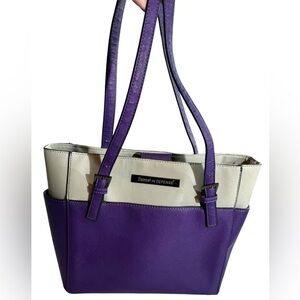 Damsel in Defense Conceal Carry Handbag/Tote - Purple & White
